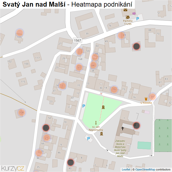 Mapa Svatý Jan nad Malší - Firmy v obci.