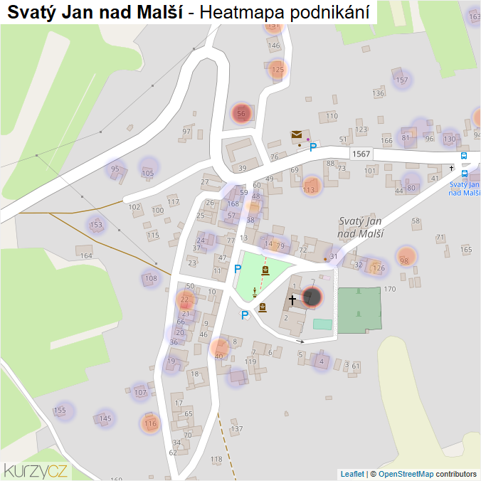 Mapa Svatý Jan nad Malší - Firmy v části obce.