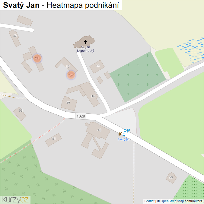 Mapa Svatý Jan - Firmy v obci.