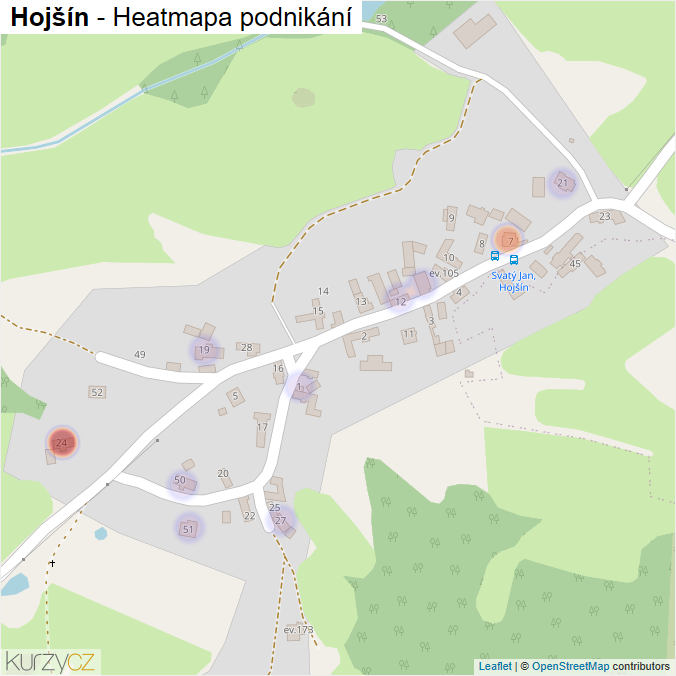 Mapa Hojšín - Firmy v části obce.