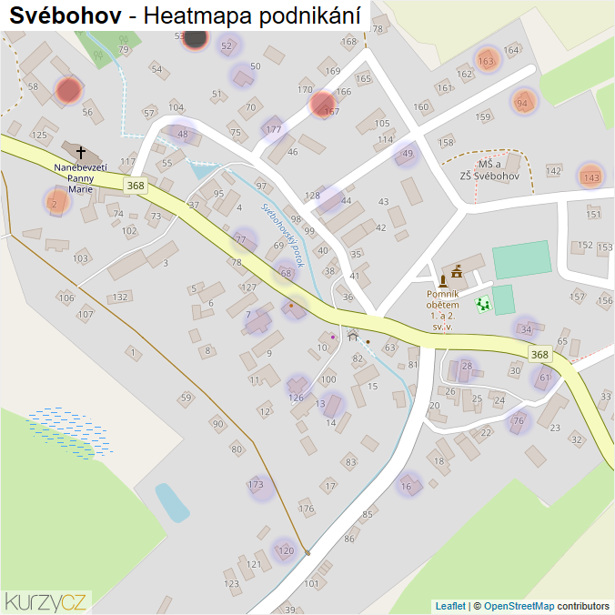 Mapa Svébohov - Firmy v části obce.