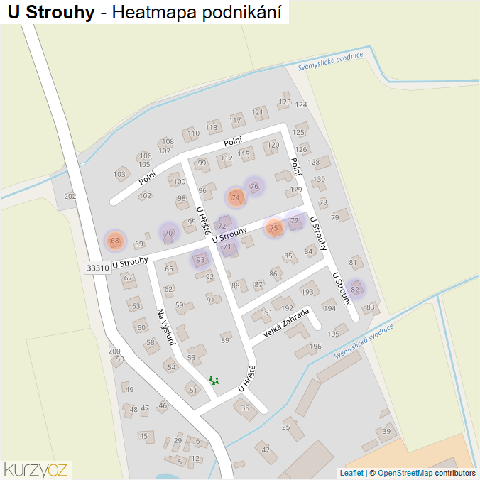 Mapa U Strouhy - Firmy v ulici.