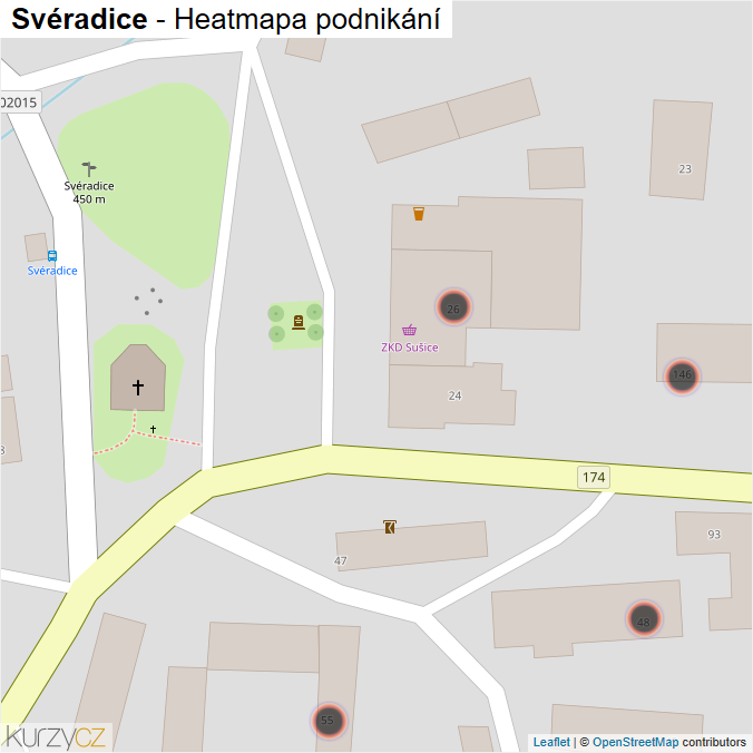 Mapa Svéradice - Firmy v obci.