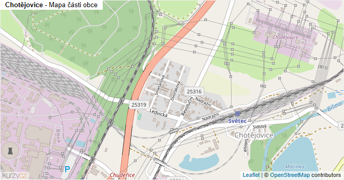 Chotějovice - mapa části obce
