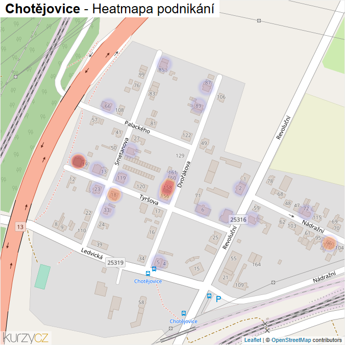 Mapa Chotějovice - Firmy v části obce.