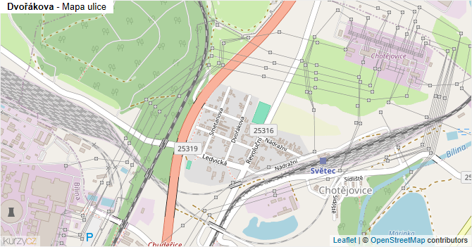 Dvořákova - mapa ulice