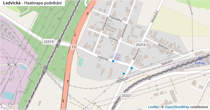 Ledvická - mapa podnikání