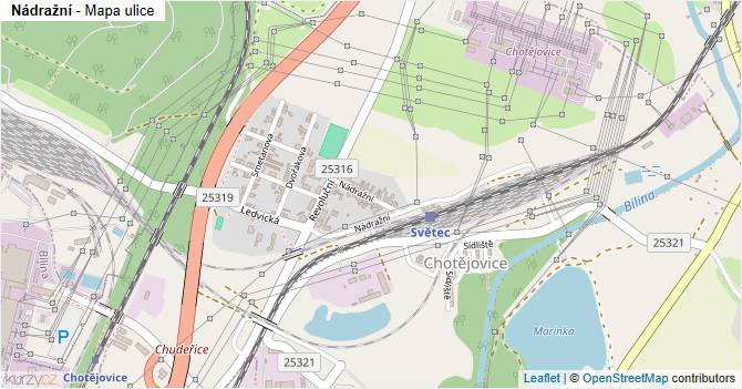 Nádražní - mapa ulice