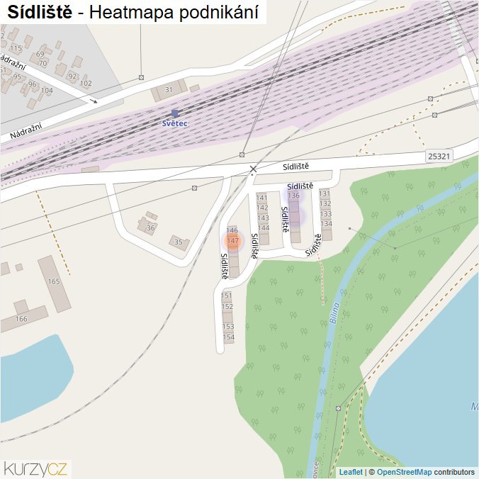 Mapa Sídliště - Firmy v ulici.