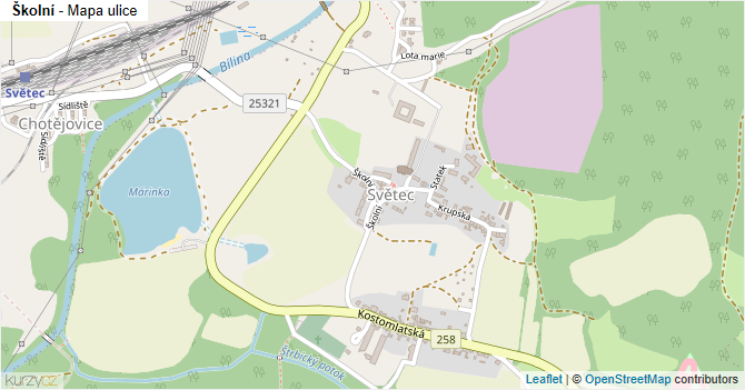 Školní - mapa ulice