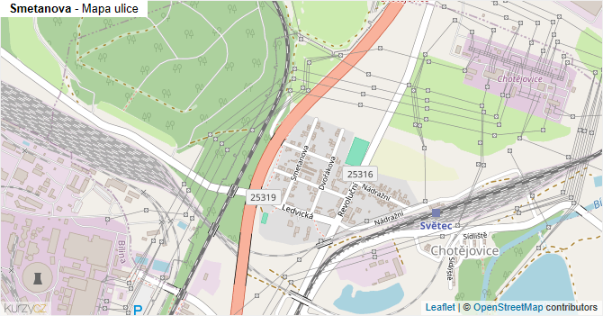Smetanova - mapa ulice