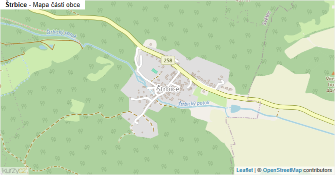 Štrbice - mapa části obce