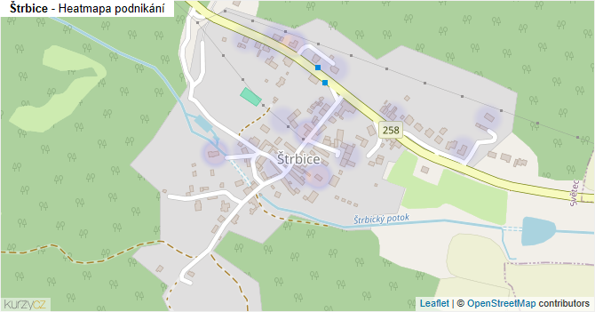 Štrbice - mapa podnikání