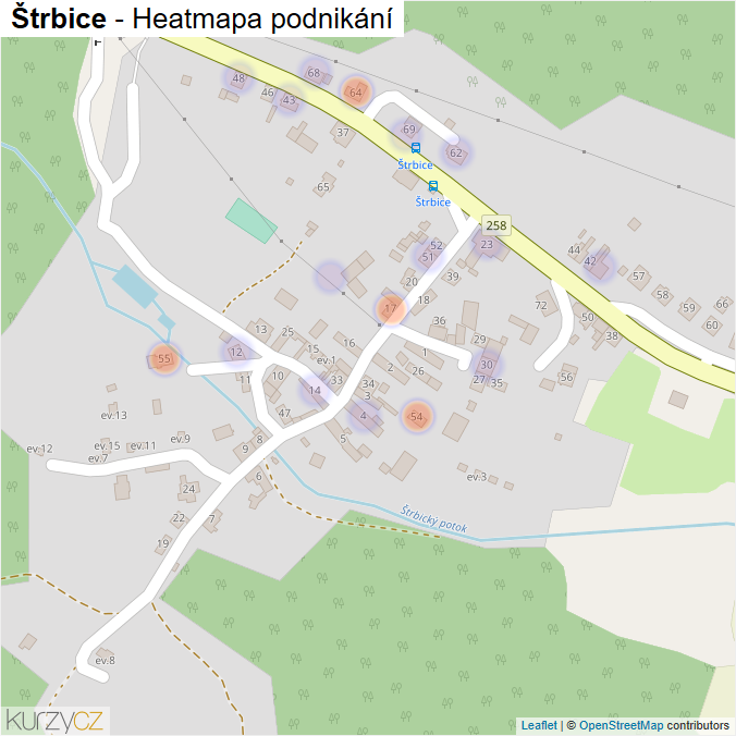 Mapa Štrbice - Firmy v části obce.