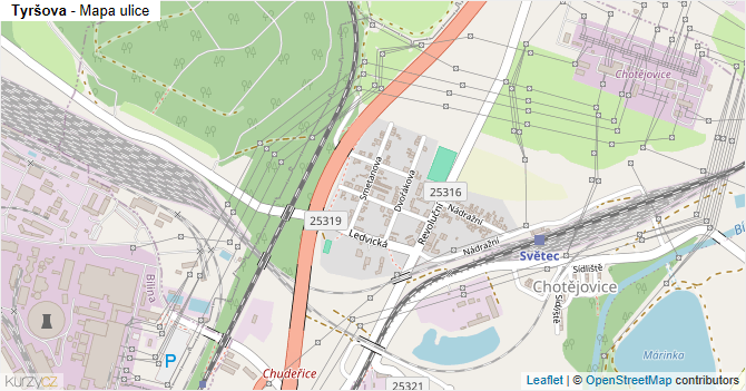 Tyršova - mapa ulice