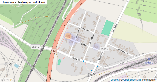 Tyršova - mapa podnikání