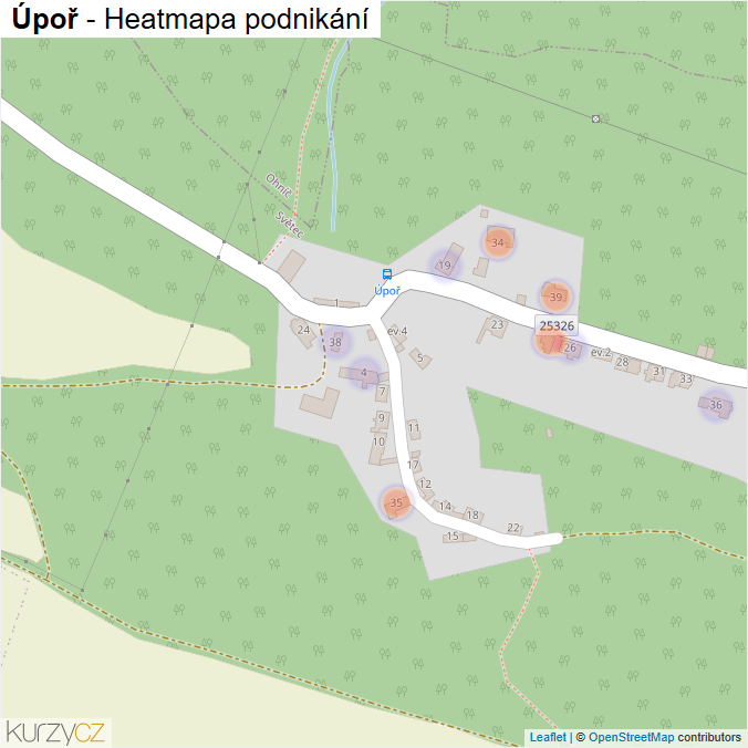 Mapa Úpoř - Firmy v části obce.