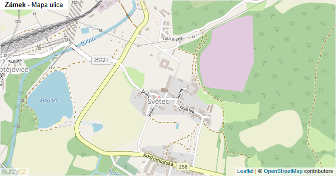 Zámek - mapa ulice