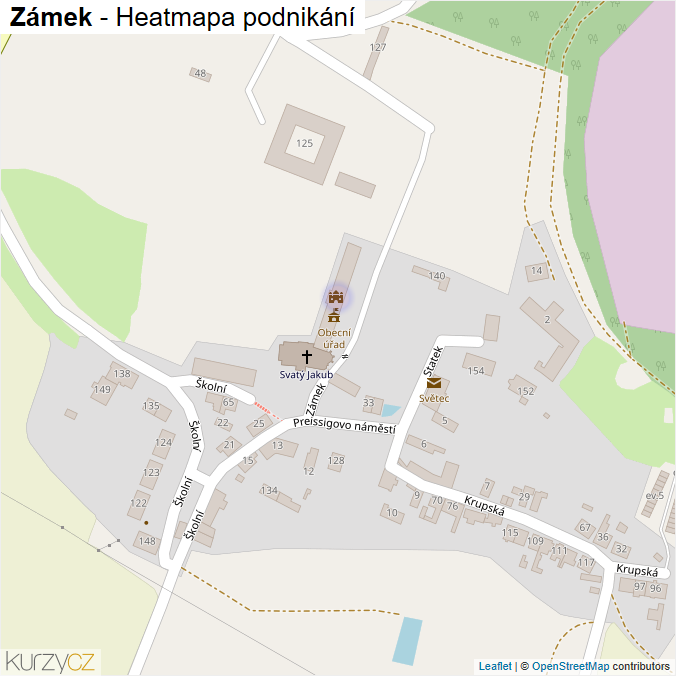 Mapa Zámek - Firmy v ulici.