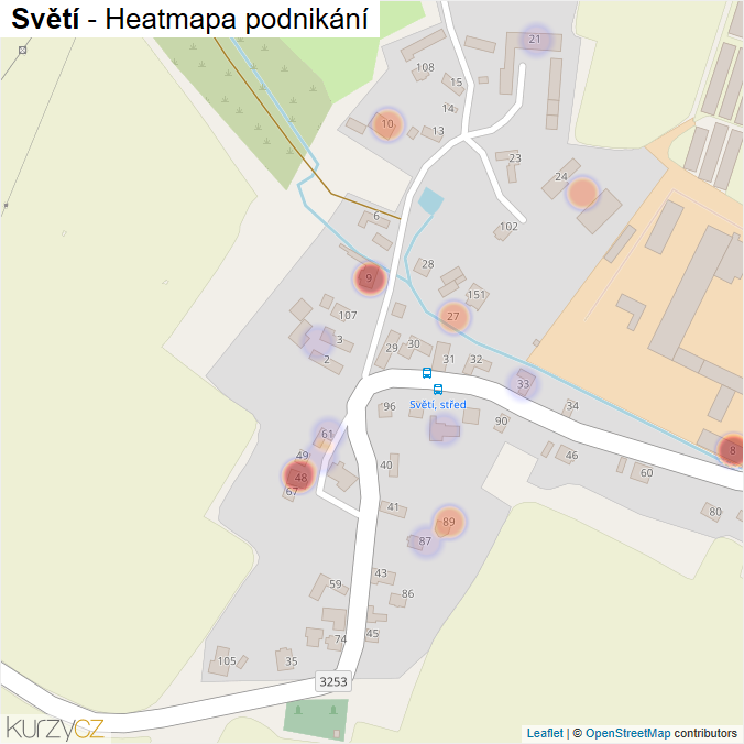 Mapa Světí - Firmy v části obce.