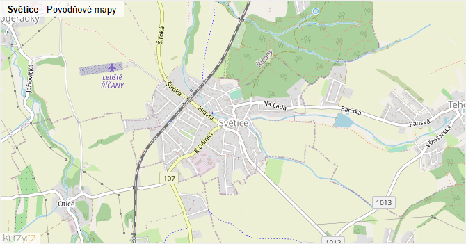 Světice - záplavové mapy stoleté vody