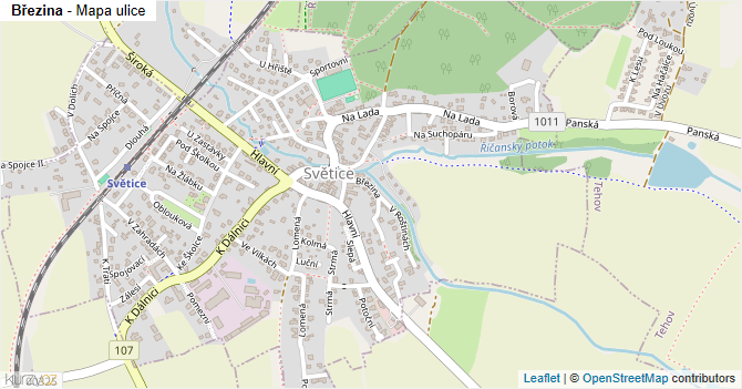 Březina - mapa ulice