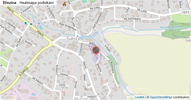 Březina - mapa podnikání