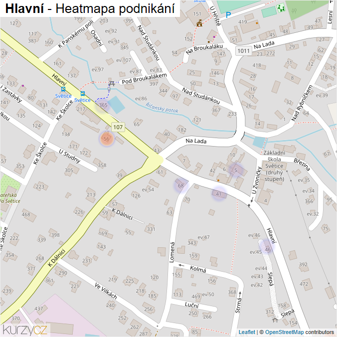 Mapa Hlavní - Firmy v ulici.