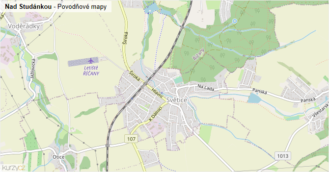 Nad Studánkou - záplavové mapy stoleté vody