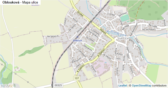 Oblouková - mapa ulice