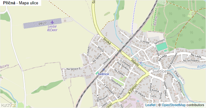 Příčná - mapa ulice