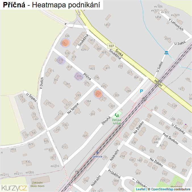 Mapa Příčná - Firmy v ulici.