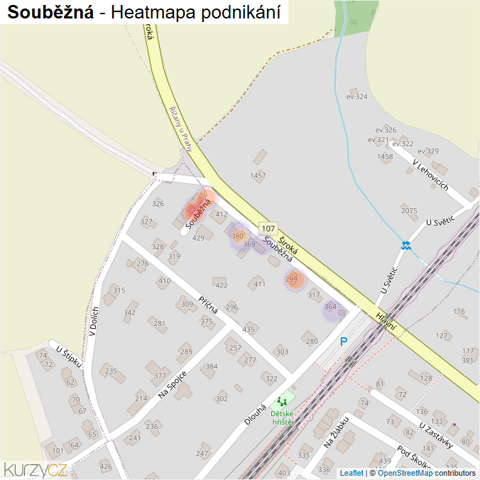 Mapa Souběžná - Firmy v ulici.
