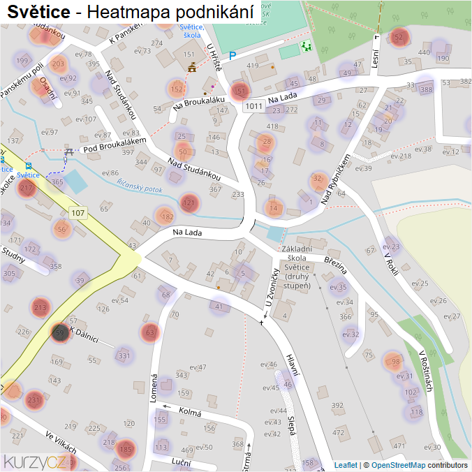 Mapa Světice - Firmy v části obce.