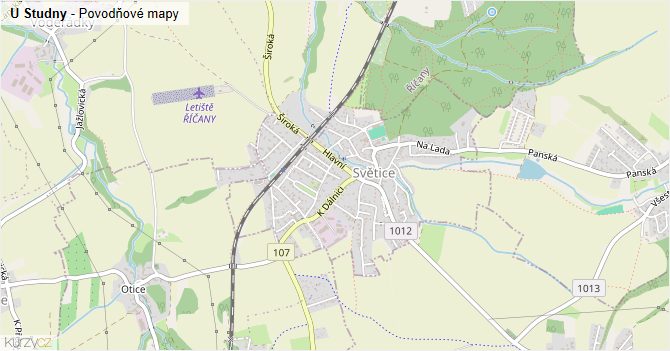 U Studny - záplavové mapy stoleté vody