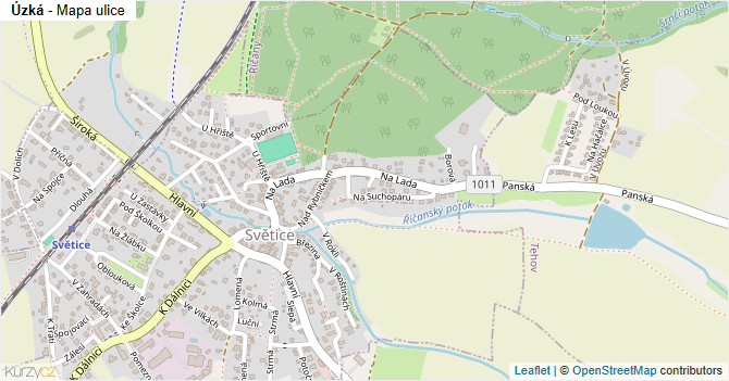 Úzká - mapa ulice