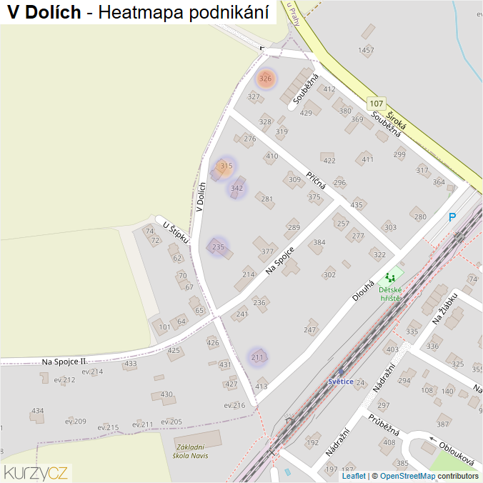 Mapa V Dolích - Firmy v ulici.