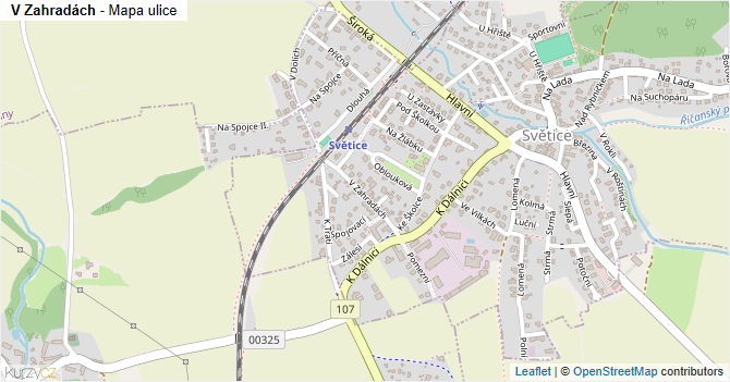 V Zahradách - mapa ulice