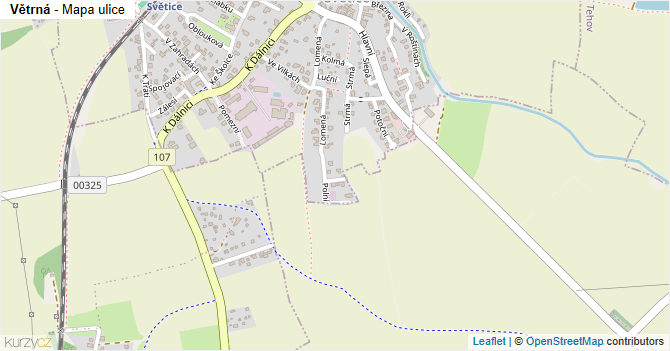 Větrná - mapa ulice