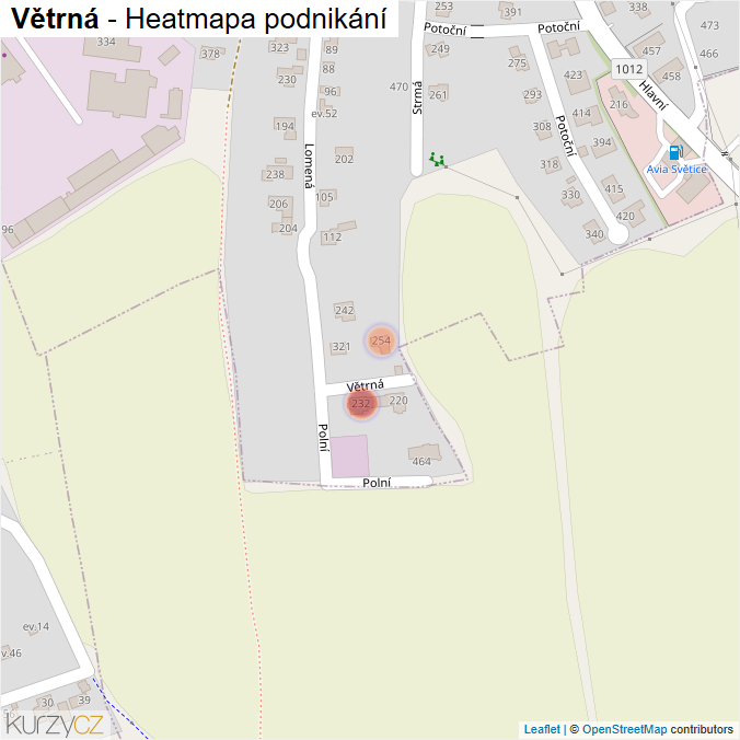 Mapa Větrná - Firmy v ulici.