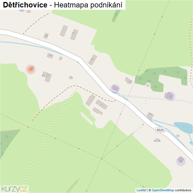 Mapa Dětřichovice - Firmy v části obce.