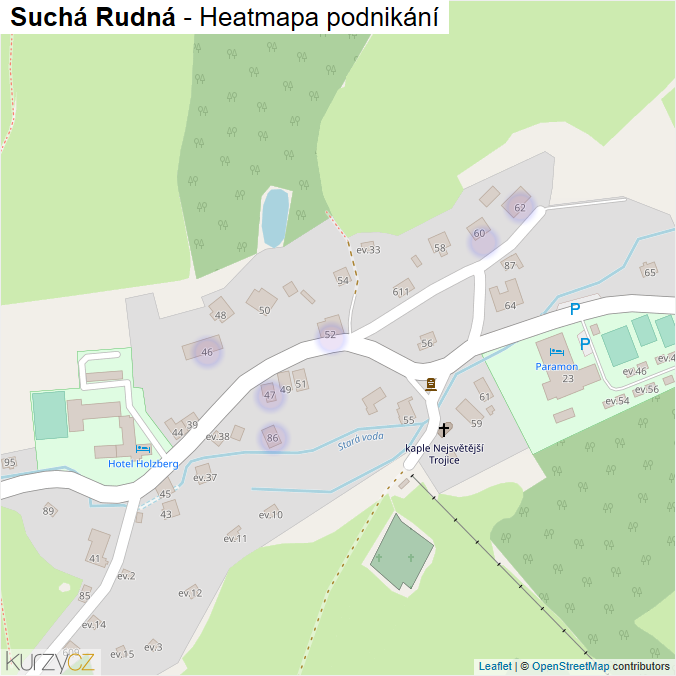 Mapa Suchá Rudná - Firmy v části obce.