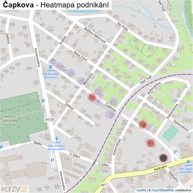 Mapa Čapkova - Firmy v ulici.