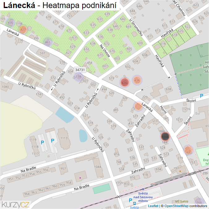 Mapa Lánecká - Firmy v ulici.