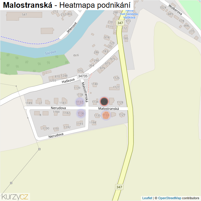Mapa Malostranská - Firmy v ulici.