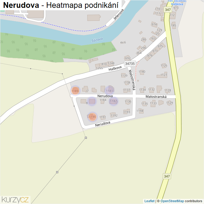 Mapa Nerudova - Firmy v ulici.