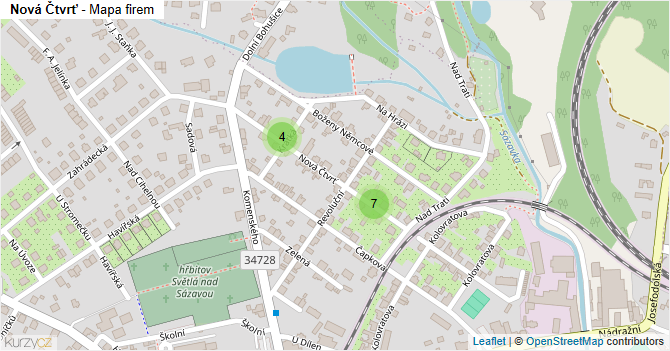 Nová Čtvrť - mapa firem