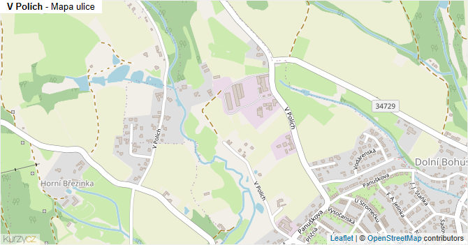 V Polích - mapa ulice