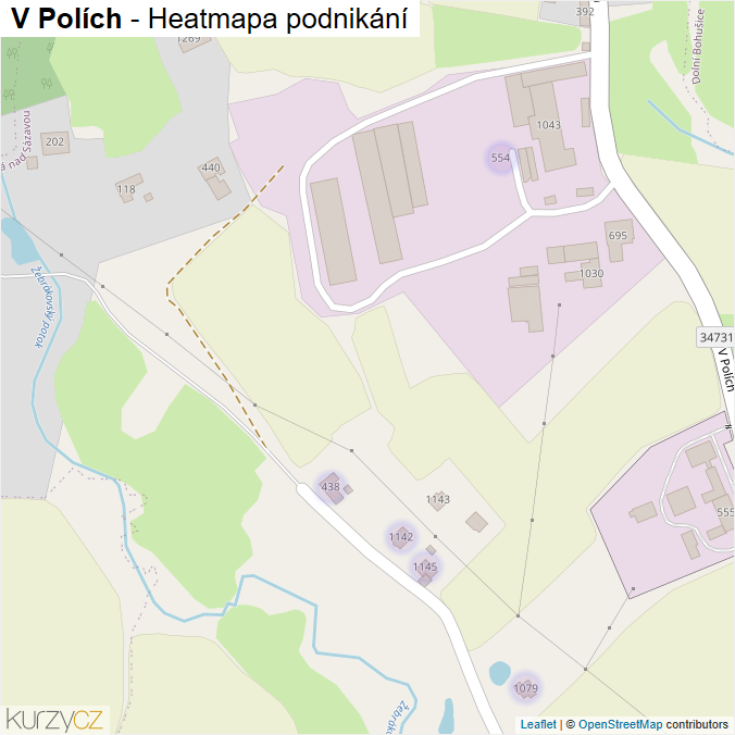 Mapa V Polích - Firmy v ulici.