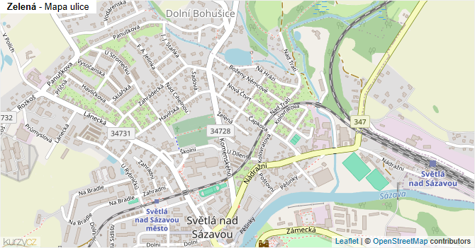 Zelená - mapa ulice